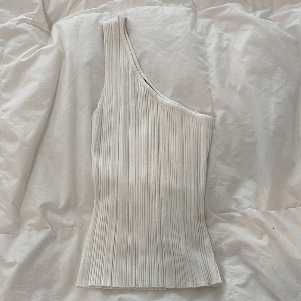 Dynamite One-Shoulder Ribbed Top - Cream